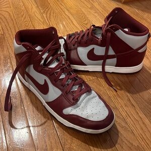 Nike Men's Maroon and White High-Top Sneakers